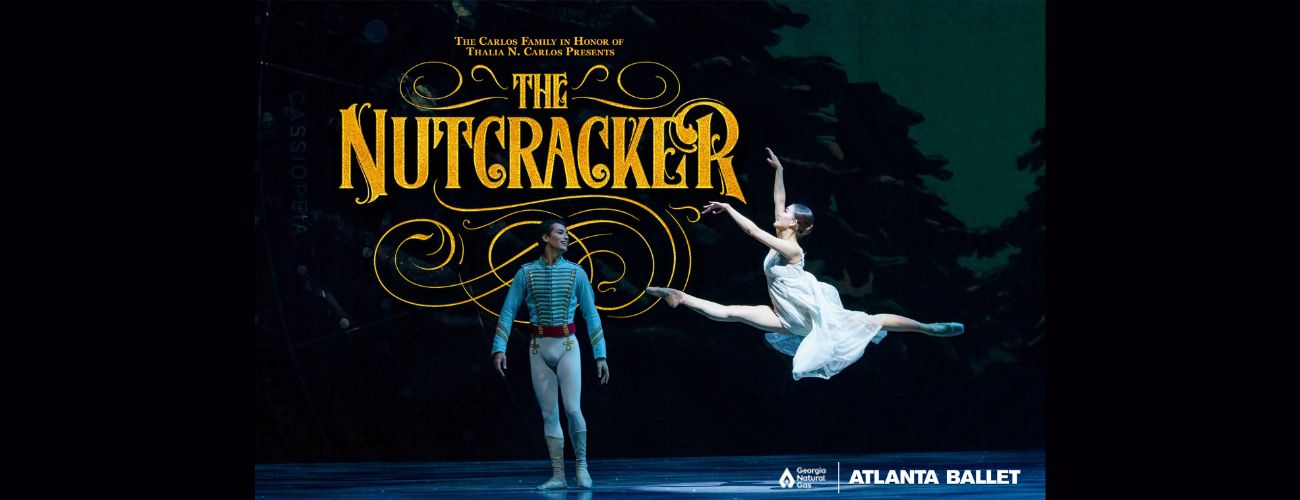 Nutcracker logo with dancers on stage