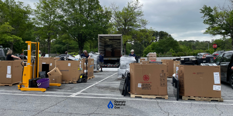 cardboard boxes with electronics to recycle