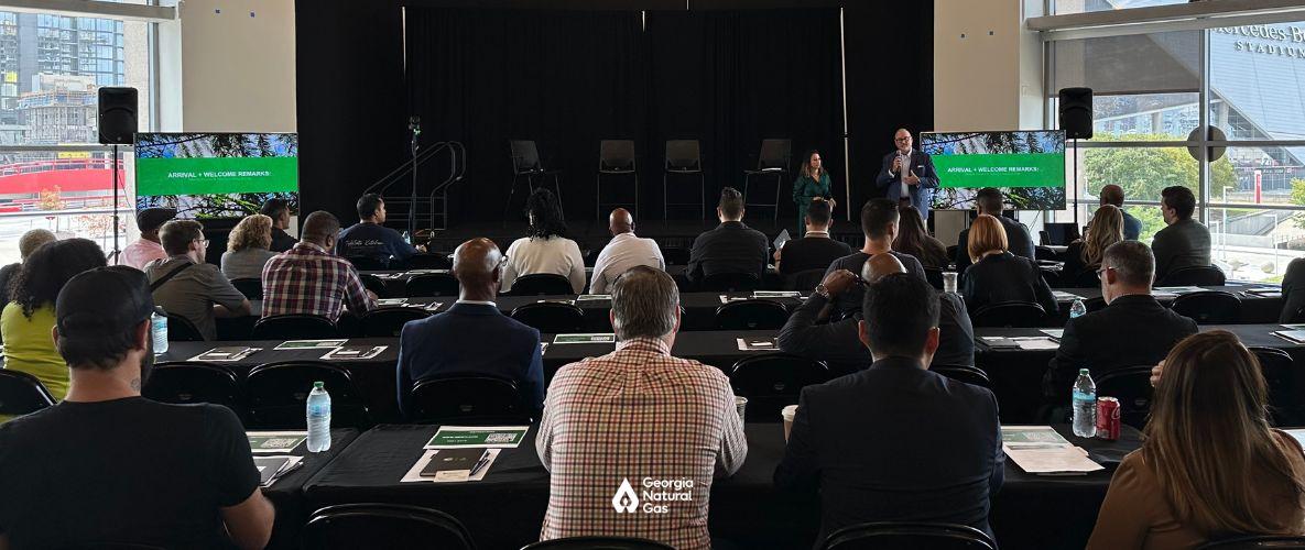 Room of attendees at Sustainability Summit at State Farm Arena