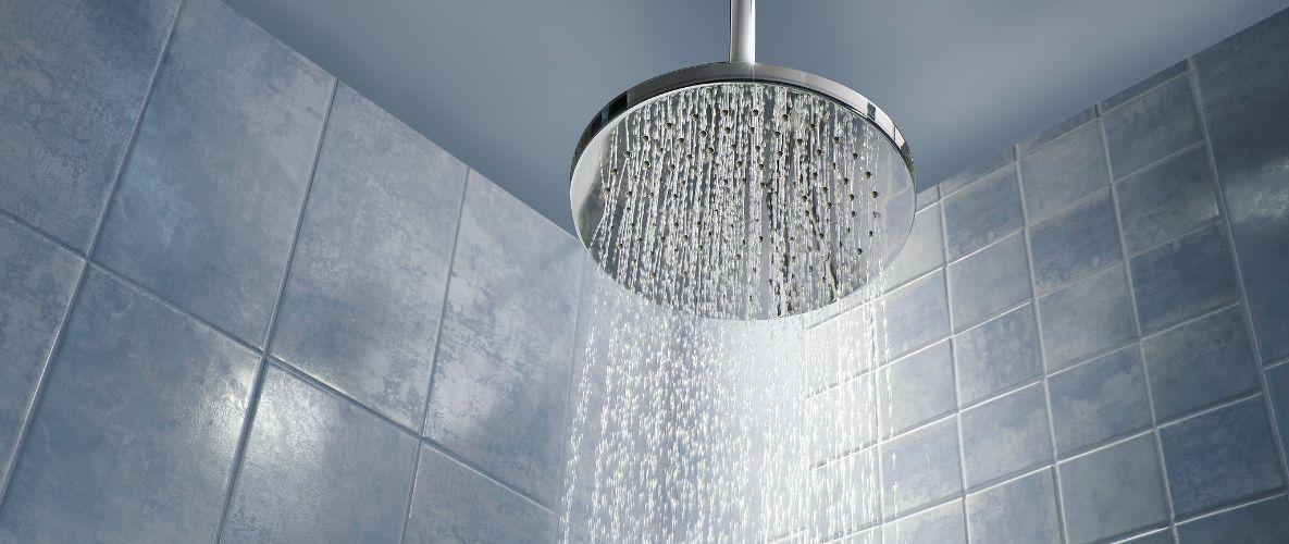 showerhead with steam coming off of it