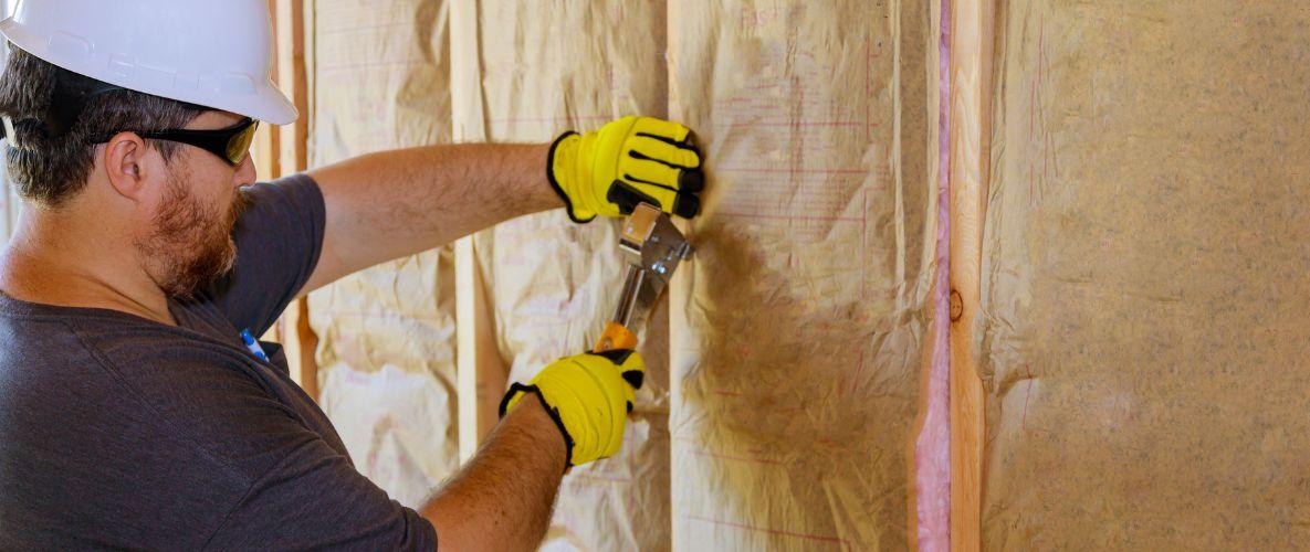 Man installing insulation 