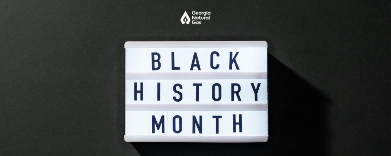 Letterbox that says Black History Month on black background