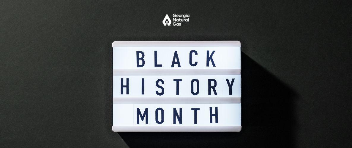 Letterbox that says Black History Month on black background